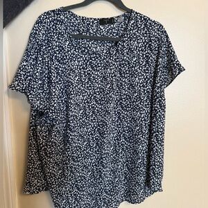 Tahari Navy and White Blouse